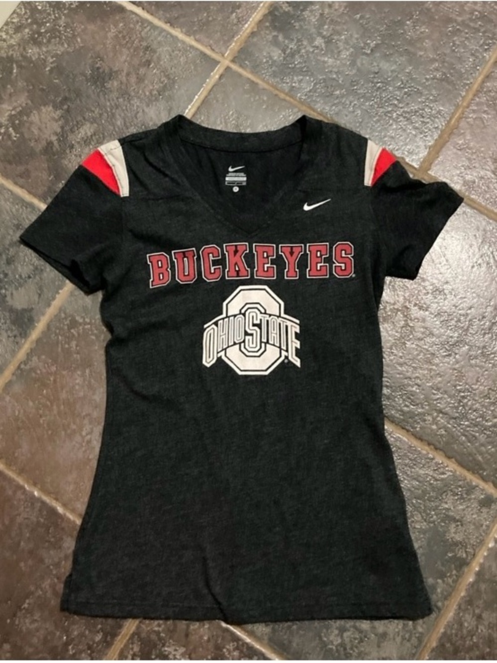 Nike Black Ohio State Buckeyes Tee with Red and White Accents Women’s Size S